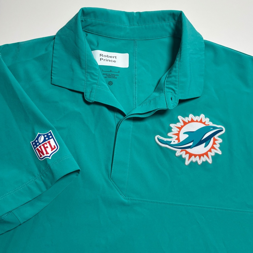 Miami Dolphins Nike Dri Fit Mens L Team Issued Polo Shirt NFL On Field Football